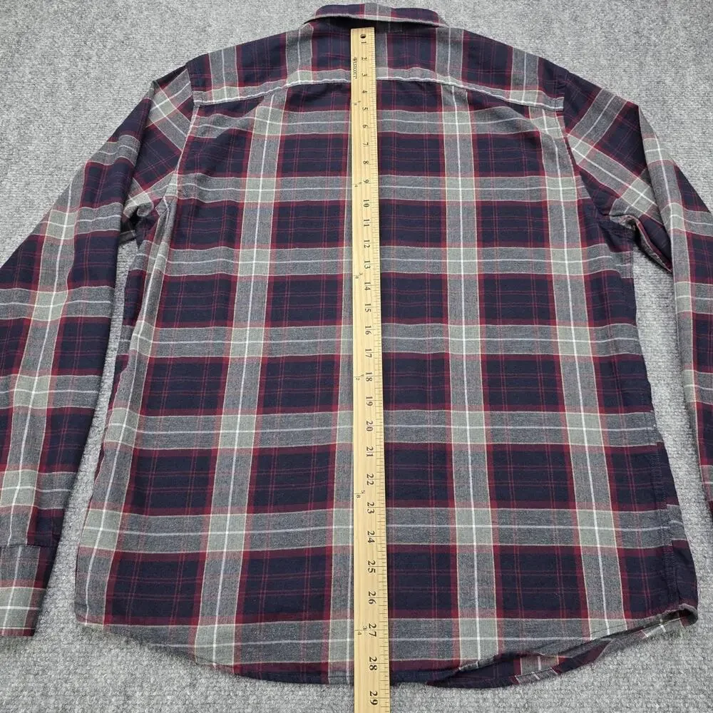 UNTUCKit Shirt Mens Large Red Navy Plaid Alentejo Slim Fit Cotton Button Down
